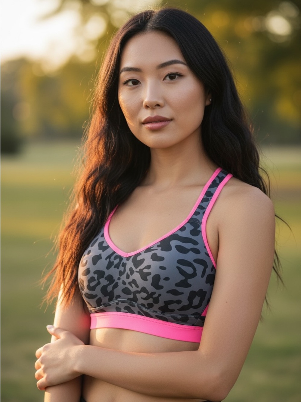 Victoria Secret Body by Victoria Sports Bra Gray Leopard Pink Underwire 32DD